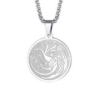 House Targaryen Symbol Necklace Men Women 3 Headed Dragon Pendant Balerion, Meraxes and Vhagar Pendant, Aegons Dragon Neck Chain Talisman Amulets Jewellery Gifts (194S)