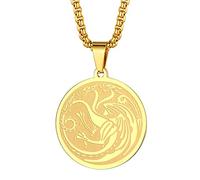 House Targaryen Symbol Necklace Men Women 3 Headed Dragon Pendant Balerion, Meraxes and Vhagar Pendant, Aegons Dragon Neck Chain Talisman Amulets Jewellery Gifts (194G)