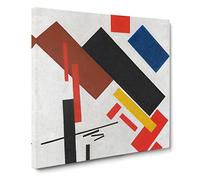 House Under Construction by Kazimir malevich Classic Painting Canvas Wall Art Print Ready to Hang, Framed Picture for Living Room Bedroom Home Office Décor, 20x20 Inch (50x50 cm)