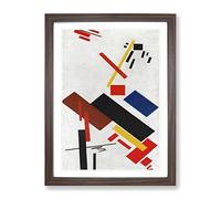 House Under Construction By Kazimir Malevich Classic Painting Framed Wall Art Print, Ready to Hang Picture for Living Room Bedroom Home Office Décor, Walnut A2 (64 x 46 cm)