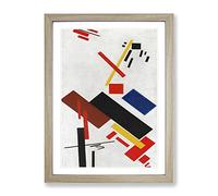 House Under Construction By Kazimir Malevich Classic Painting Framed Wall Art Print, Ready to Hang Picture for Living Room Bedroom Home Office Décor, Oak A4 (34 x 25 cm)