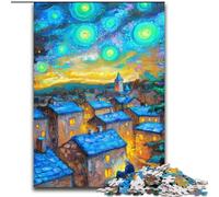 House Under The Night Sky Jigsaws Puzzles 1000 Pieces for Adults Gifts, Learning Educational Toys Family Games with Matching Poster And Trivia Sheet (26x38cm)