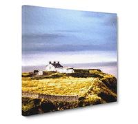 House Upon the Coast of Dublin Ireland Canvas Print | Gallery Wrapped 30mm Frame Wall Art | 14x14 inches | Ready to Hang | Modern Seascape Picture | Living Room Bedroom Lounge Office