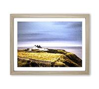 House Upon The Coast Of Dublin Ireland Modern Art Framed Print | A4 Oak Framed Wall Art | Ready to Hang | Modern Beach Picture | Living Room Bedroom Lounge Office