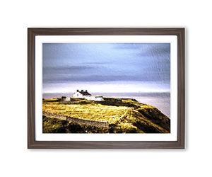 House Upon The Coast Of Dublin Ireland Modern Art Framed Print Walnut A3