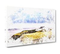 House Upon The Coast Of Dublin Ireland Watercolour Canvas Print | Gallery Wrapped 30mm Frame Wall Art | 24x16 inches | Ready to Hang | Modern Seascape Picture | Living Room Bedroom Lounge Office