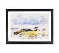 House Upon The Coast of Dublin Ireland Watercolour Framed Print | A2 Black Framed Wall Art | Ready to Hang | Modern Beach Picture | Living Room Bedroom Lounge Office