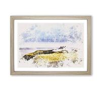 House Upon The Coast of Dublin Ireland Watercolour Framed Print | A2 Oak Framed Wall Art | Ready to Hang | Modern Beach Picture | Living Room Bedroom Lounge Office