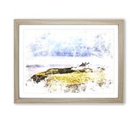 House Upon The Coast Of Dublin Ireland Watercolour Modern Framed Print | A4 Oak Framed Wall Art | Ready to Hang | Modern Beach Picture | Living Room Bedroom Lounge Office