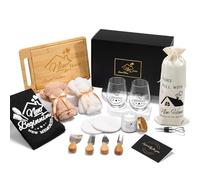 House Warming Gifts for New Home - Home Sweet Home Engraved Bamboo Board, Apron & Wine Glasses Set - Unique Closing Gifts for Home Buyers, Housewarming Gifts for Couple, Women & Men