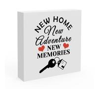House Warming Gifts for New Home Wood Block Plaque Box Sign Desk Decor Moving Gifts for Neighbor Women Men Unique New House Presents for Newlywed Couple Friends Daughter Sister