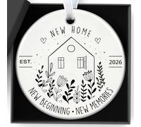 House Warming Gifts New Home 2026 Circle Ceramic New Beginning Memories With Gift Box Ornament for Send Keepsake Decorations Indoor Outdoor for Couples, Women, Colleagues, Teacher Happiness Decor