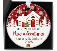 house warming gifts new home Christmas Decoration Ceramic Sign 2025 Ceramic New Beginning Memories Ornament for Send Keepsake Decorations Indoor Outdoor for Couples, Women, Colleagues, Happiness Decor