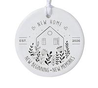 House Warming Gifts with Gift Box, 2026 New Circle Ceramic, New Beginning Memories Ornament, Elegant Keepsake Decorations for Indoor Outdoor, for Couples, Women, Colleagues Happiness Decor