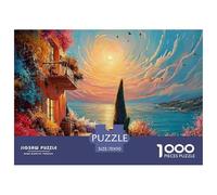 House with An Ocean View 1000 Piece Sturdy Cardboard Jigsaw Puzzles Seaside Cottage Stress Releasing Creative Game Puzzles For Adults And Kids 70x50cm/1000pcs