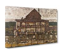 House With Shingle Roof By Egon Schiele Canvas Print | Gallery Wrapped 30mm Frame Wall Art | 30x20 inches | Ready to Hang | Classic Picture | Living Room Bedroom Lounge Office