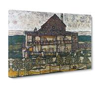 House With Shingle Roof By Egon Schiele Classic Painting Canvas Wall Art Print Ready to Hang, Framed Picture for Living Room Bedroom Home Office Décor, 24x16 Inch (60x40 cm)