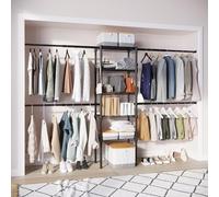 Houseables Closet System, Built in Closet System, Organizer Kit, Walk In Shelf Kit Storage, Wall Mounted Inserts, Modular, Walking, Build Your Own, DIY, Insert Shelving, 4 Custom Rods, 5 Shelves