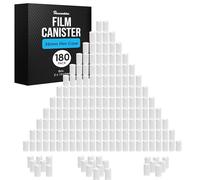 Houseables Film Canisters with Caps, 35 mm Empty Camera Reel Containers, White, 180 Pk, 8 OZ, 2 Inch H, 1 Inch W, Plastic, Films Developing Processing Tube, Roll Case, Small Accessories, Storage, Coins, Keys