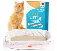 Houseables Litter Box Liners, Cat Pan Bags, 30 Pack, 37"x 18", Unscented, Jumbo Size with Drawstrings, Holder, Kitty Waste Supplies, Extra Thick, Tear Resistant, Disposable, for Travel, Easy Cleanup