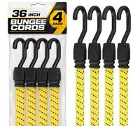Houseables Long Bungee Cords with Hooks, Bungee Cords with Hooks, Elastic Straps, Elastic Tie Down Straps, Rope for Moving, Dolly, Truck, Bungie Chords, Heavy Duty Outdoor, Rubber, Flat, 36 Inch, 4 PK