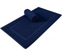 HOUSEGADS 100% Cotton Bath Mats Terry Towelling Soft Touch Hotel Quality Shower Bathroom Mat Bath Floor Towel - Highly Absorbent and Machine Washable - Foot Towel - Door mat (2, Navy Blue)