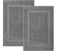 HOUSEGADS 100% Cotton Bath Mats Terry Towelling Soft Touch Hotel Quality Shower Bathroom Mat Bath Floor Towel - Highly Absorbent and Machine Washable - Foot Towel - Door mat (4, Grey)