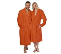 HOUSEGADS BathRobe 100% Cotton Terry Towelling Robe Shawl Collar Gown Luxury and Super Soft Unisex Bathrobe for Men & Women Cozy Gown Hotel & Spa Quality (UK, Alpha, M, Regular, Regular, Orange)
