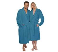 HOUSEGADS BathRobe 100% Cotton Terry Towelling Robe Shawl Collar Gown Luxury and Super Soft Unisex Bathrobe for Men & Women Cozy Gown Hotel and Spa Quality (UK, Alpha, XL, Regular, Regular, Aqua)