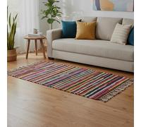 HOUSEGADS Pack of 2 Handmade Large Rag Rug - Multicoloured Chindi Rug for Hallway, Traditional Style, Area Rug for Living Room, Bedroom, Indoor Home Decor Mat, Kitchen Hall Runner Rug Mat (60X180 CM)
