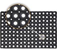 HOUSEGADS Rubber Hollow Mat Outdoor Anti Fatigue Non Slip Drainage Black Door Mat Light Weight Washable Large Ramp Mat Entrance Thick Children Playground Garden Floor Matting (40 X 60 CM)