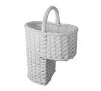 HOUSEGADS Wicker Stair Basket, Large Rectangular with Handle, Natural, Handwoven Rattan, Storage and Carrying, Step Storage Baskets, Bin for Laundry, Household Items, Toys, Nursery Room (White)