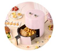 Household Air Fryer Small Intelligent Oil-free Oven Large Capacity 3.7 Litre Household Air Fryer Multifunctional Dual Knob Operation (Color : Pink, S : 3