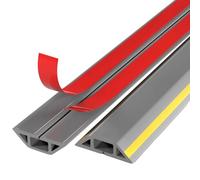 Household Anti-tread Floor Cord Cover, Self-adhesive Soft PVC Cable Protector, Trapezoidal Design/Easy To Cut, Prevents Tripping(Yellow-grey,1M)