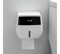Household Colorful Toilet Bathroom Wall Mounted Creative Plastic Adhesive Storage Paper Boxes Drill-free Rectangle Tissue Box Tissue Box Holder Double Layer Towel Box Wholesale (Black)