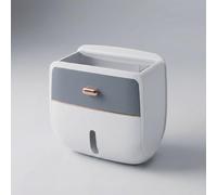Household Colorful Toilet Bathroom Wall Mounted Creative Plastic Adhesive Storage Paper Boxes Drill-free Rectangle Tissue Box CoverTissue Box Holder Double Layer Towel Box Wholesale (Grey)