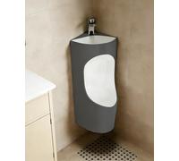 Household Corner Urinals for Toilets Bathroom, Wall Men's Urinal with Washbasin & Flush Valve, Ceramic Male Toilet for Garage Shed Hotel, Easy to Clean(Gray)