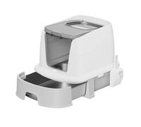 Household Ct Litter Box, Fully Enclosed Cat Liter Box with Drawers, High Sided Stainless Steel Cat Litter Tray for Small Apartments(Grey)