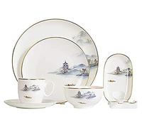 Household Dinnerware Set Ceramic Bowls and Plates Cups and Saucers Chinese-Style Hotel Tableware Set Tableware Set,