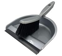 Household Dustpan and Brush Set, Soft Bristle Brush and Plastic Dust Pan with Rubber Lip to Collect and Sweep Dust and Dirt from Floors, Stylish Silver Colour Hand Brush and Dustpan for Home Cleaning