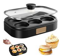Household Egg Burger Maker Pan, 900w Non-Stick Omelette Maker with Visualisation of The Lid and Return Heating Ring, Non-Stick Coating, for Snacks, Kitchen, Cake Black