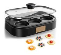 Household Egg Burger Maker Pan, Non-stick Omelette Maker, 900W Deluxe Sous Vide Style Egg Bite Maker, Visualisation of the Lid Easy to Clean Suitable for Snacks, Kitchen black