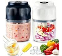 Household Electric Garlic Crusher, 2026 6 Blade Electric Garlic Chopper, Usb Cyclone Food Chopper, One-Touch Mini Mincer for Garlic, Onion, Ginger, Chili And Fruit (2PCS-ALL)