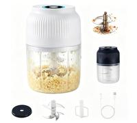 Household Electric Garlic Crusher, 400ml Cordless Vegetable Chopper with 6 Stainless Steel Blades, Mini Electric Chopper Food Processor for Garlic, Onion, Ginger, Chilli, Nuts & Baby Food，1PC-B