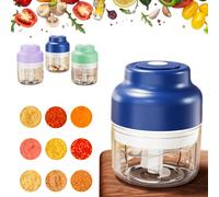 Household Electric Garlic Crusher & Cordless Vegetable Chopper - One Touch Mini Food Processor, Electric Garlic Crusher for Onion Ginger Chili, USB Rechargeable Wireless Veggie Grinder (Blue, 250ml)
