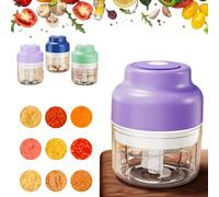 Household Electric Garlic Crusher & Cordless Vegetable Chopper - One Touch Mini Food Processor, Electric Garlic Crusher for Onion Ginger Chili, USB Rechargeable Wireless Veggie Grinder (Purple, 250ml)