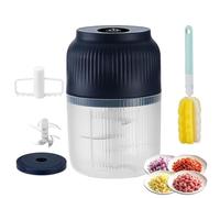 Household Electric Garlic Crusher, Electric Garlic Chopper 350ml with 6 Stainless Steel Blades, Portable Mini Food Chopper for Garlic, Onion, Ginger,Chili (Blue)