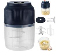 Household Electric Garlic Crusher, Electric Garlic Crusher 6 Blades, 400ml USB Rechargeable Mini Food Chopper with Lid & Egg Beater, Wireless Food Processor, for Meat, Garlic, Onion, Vegetables