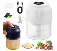 Household Electric Garlic Crusher, Portable Cordless Mini Electric Onion Chopper, Rechargeable Food Processor, Vegetable Chopper Blender for Nuts Ginger Chili Onion Fruit Meat(White,6 Blades)
