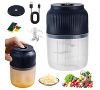 Household Electric Garlic Crusher, Portable Cordless Mini Electric Onion Chopper, Rechargeable Food Processor, Vegetable Chopper Blender for Nuts Ginger Chili Onion Fruit Meat(Blue,6 Blades)
